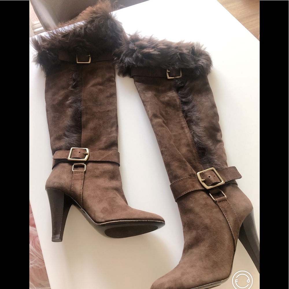 Coach brown fur boots_SZ36.5